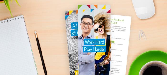 Work Hard Play Harder employee pamphlet